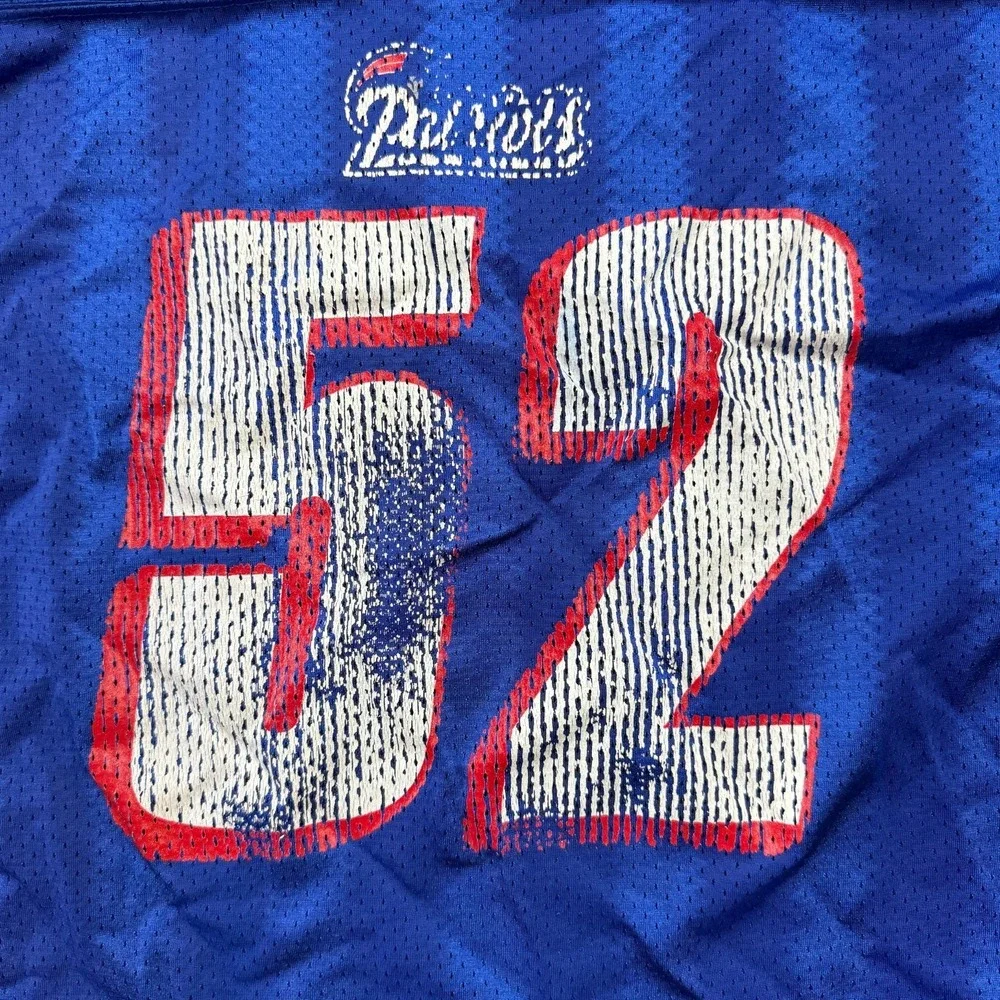 VTG New England Patriots Ted Johnson Jersey Mens XL Adidas Royal Blue Striped 52